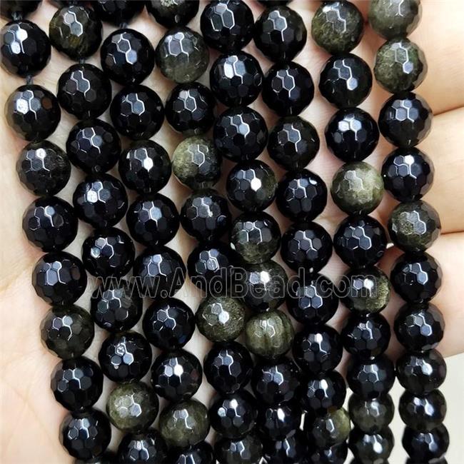 Gold Obsidian Beads Faceted Round