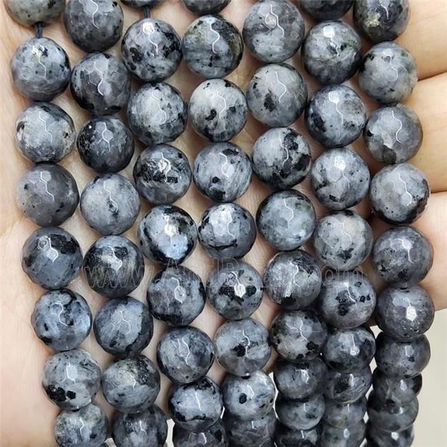 Natural Black Labradorite Beads Faceted Round Larvikite