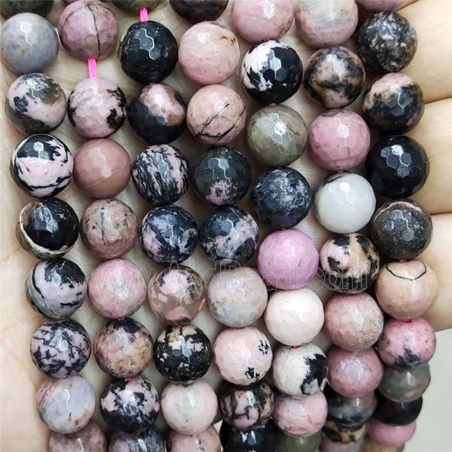 Pink Rhodonite Beads Faceted Round