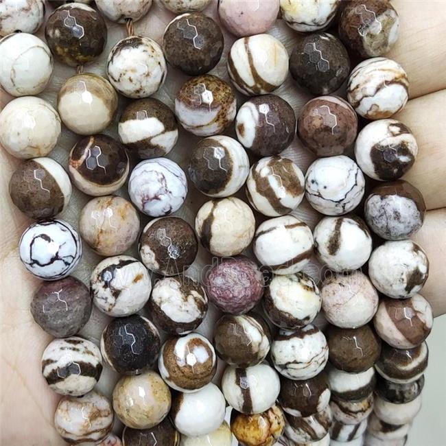 Natural Australian Zebra Jasper Beads Coffee Faceted Round