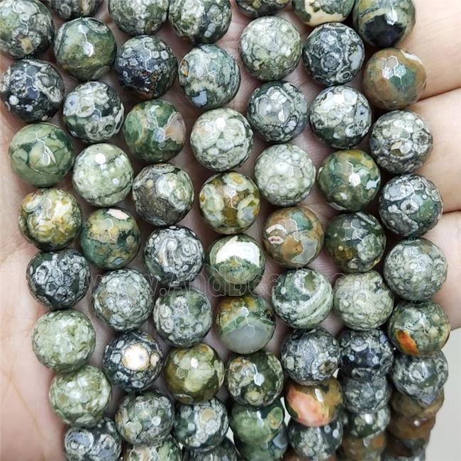 Green Rhyolite Beads Faceted Round