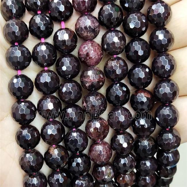 Natural Garnet Beads Darkred Faceted Round