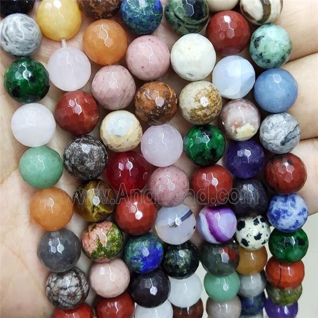 Mix Gemstone Beads Multicolor Faceted Round