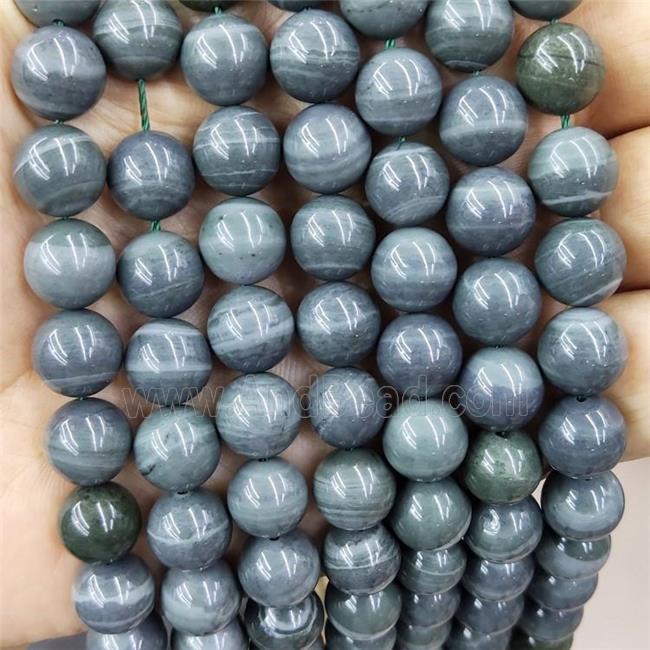 Gray Agate Beads Dye Stripe Smooth Round