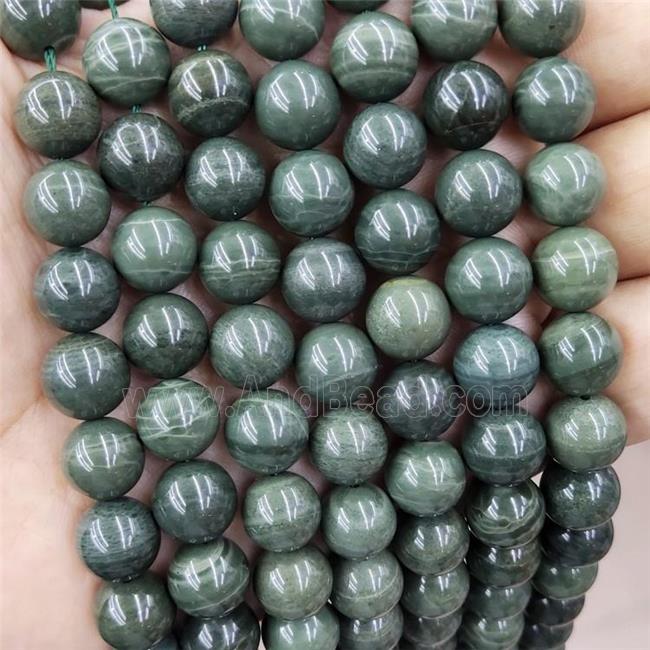 Green Agate Beads Dye Stripe Smooth Round