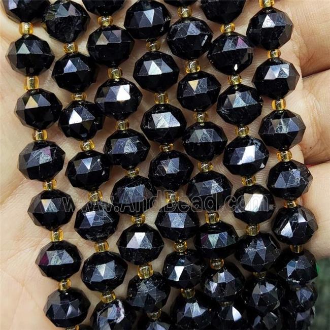 Natural Black Tourmaline Beads Cut Rondelle