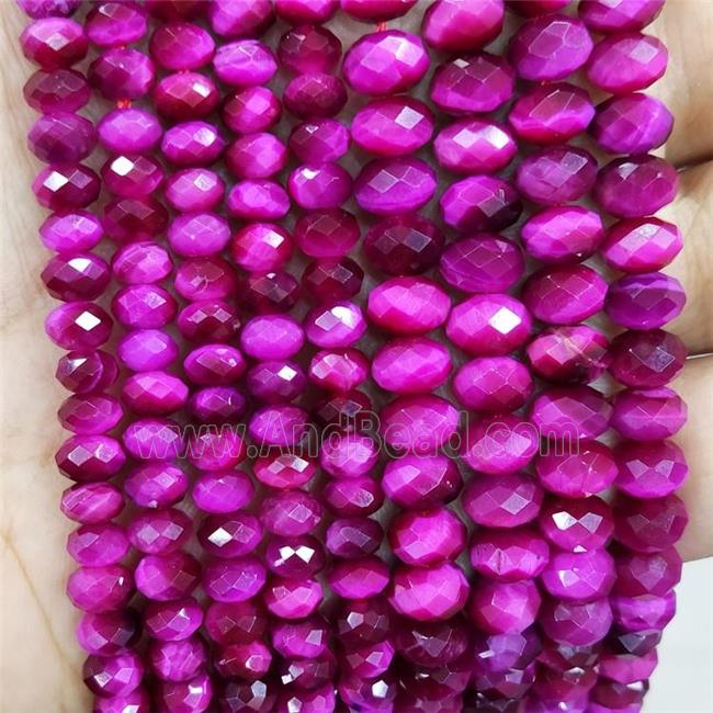 Hotpink Tiger Eye Stone Beads Faceted Rondelle Dye