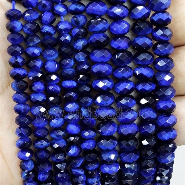 Darkblue Tiger Eye Stone Beads Faceted Rondelle Dye