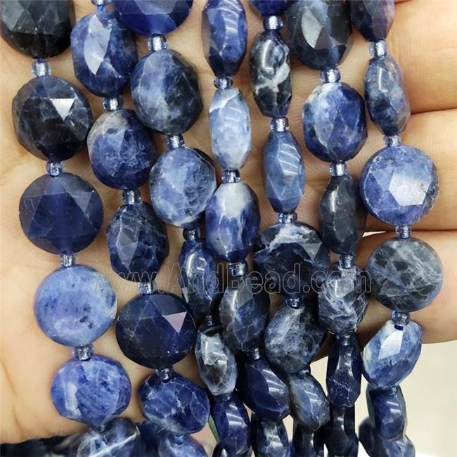 Natural Blue Sodalite Beads Faceted Circle