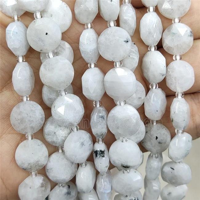 Natural White Moonstone Beads Faceted Circle