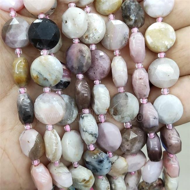 Natural Pink Opal Beads Faceted Circle B-Grade