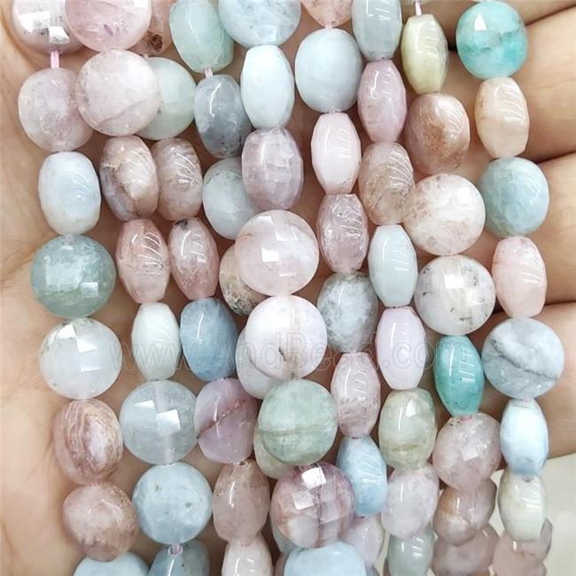 Natural Morganite Beads Multicolor Faceted Circle