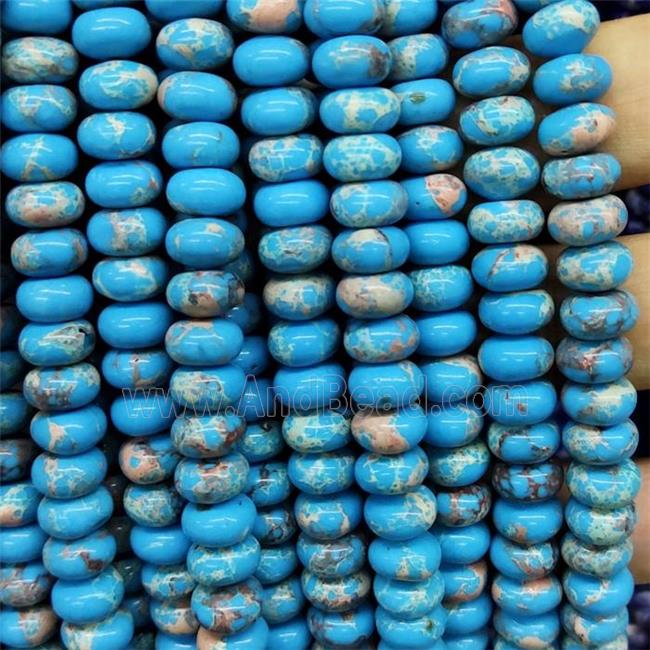 Synthetic Imperial Jasper Beads Smooth Rondelle Blue