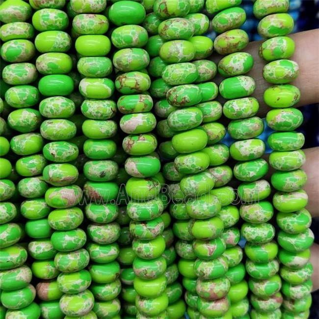 Synthetic Imperial Jasper Beads Smooth Rondelle Green