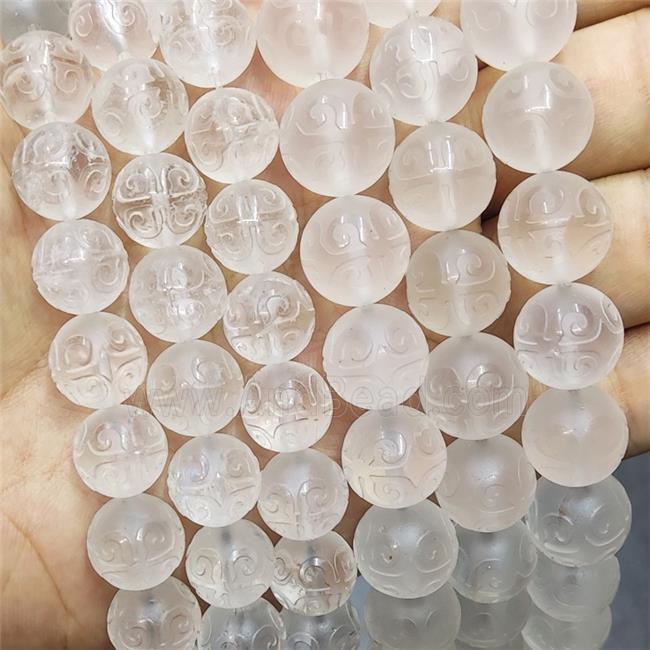 Natural Clear Quartz Beads Round Carved