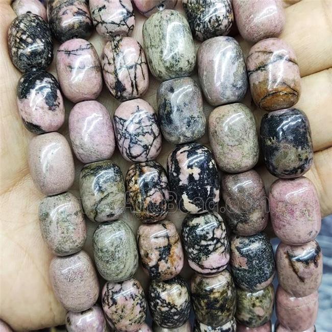 Natural Chinese Rhodonite Beads Pink Barrel