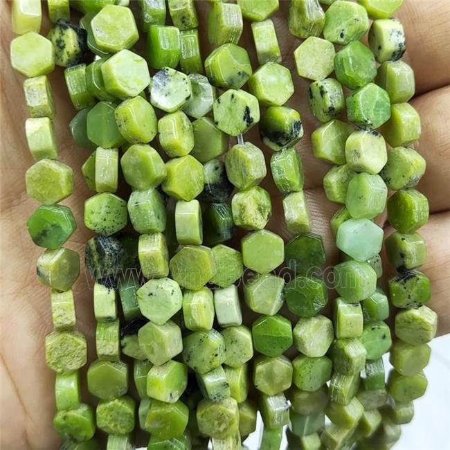 Olive Australian Chrysoprase Beads Hexagon