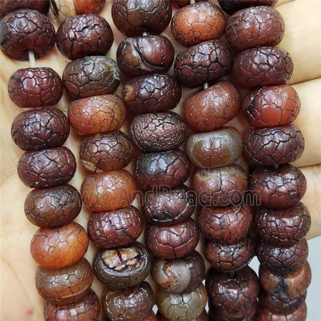 Crackle Agate Beads Snakeskin Rondelle Red