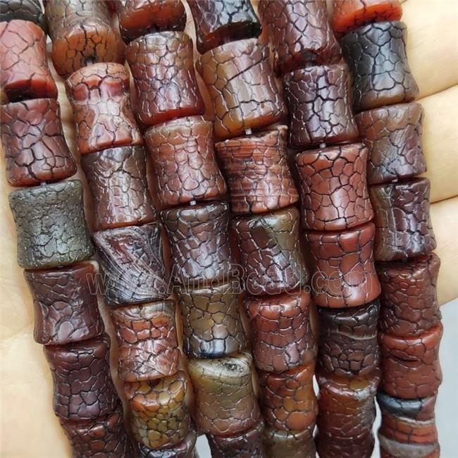 Crackle Agate Beads Snakeskin Bamboo Red