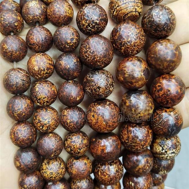 Natural Agate Beads Oakskin Brown Dye Smooth Round