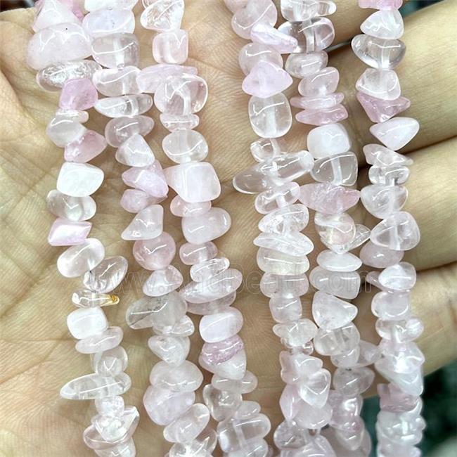 Pink Rose Quartz Chip Beads Freeform