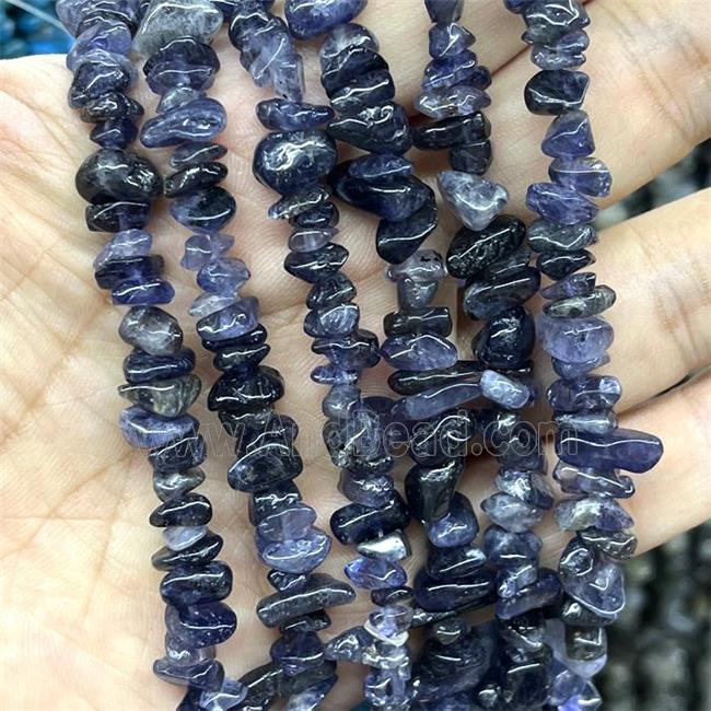 Natural Iolite Beads Chip Freeform Inkblue