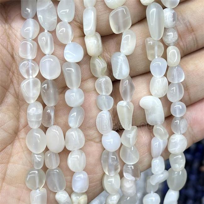 Natural Moonstone Chips Beads Gray Freeform