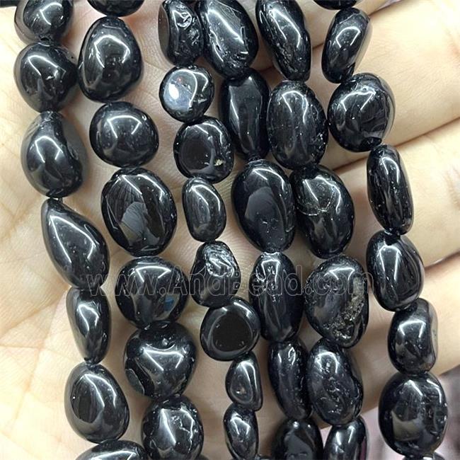Black Tourmaline Chips Beads Freeform