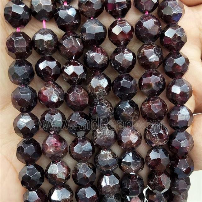 Natural Garnet Beads Cut Round DarkRed