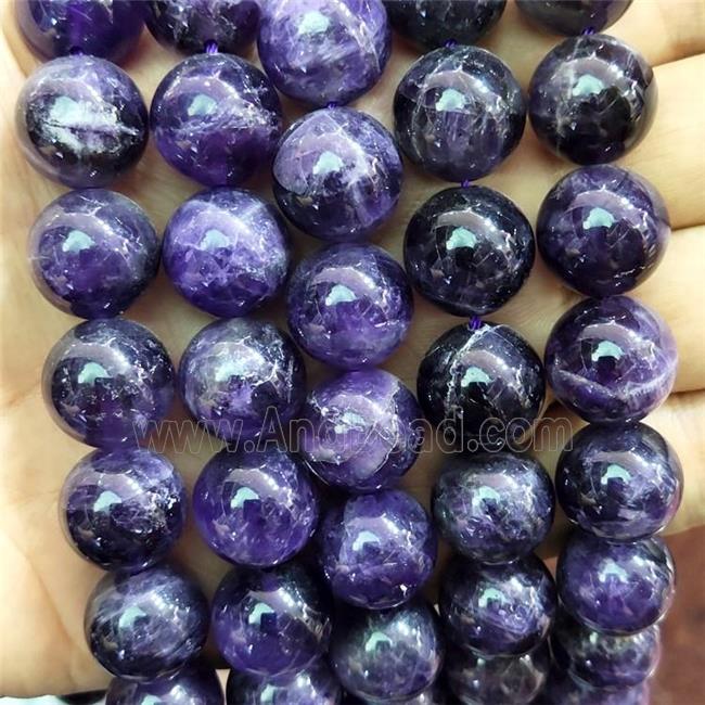 Natural Amethyst Beads Purple Smooth Round