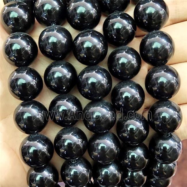 Natural Black Obsidian Beads Smooth Round