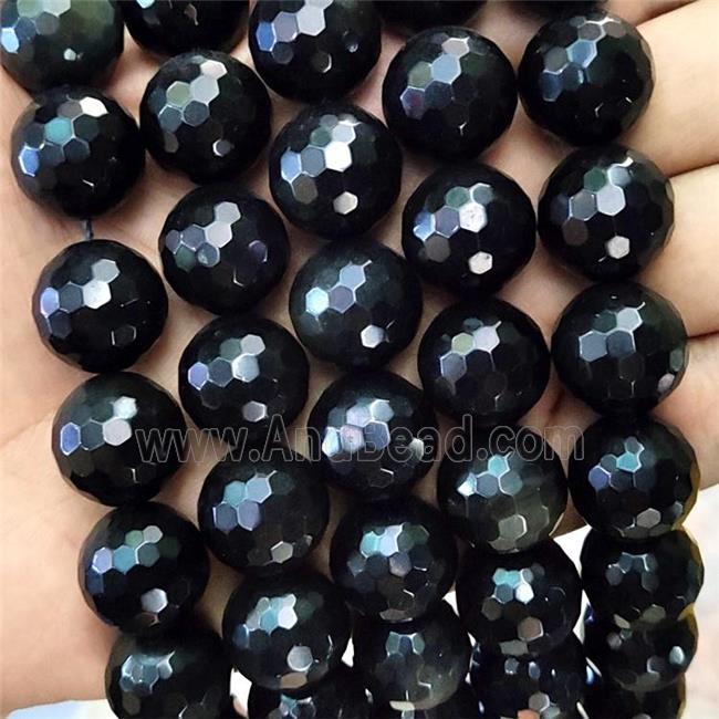 Natural Black Obsidian Beads Faceted Round