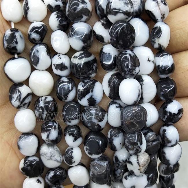 Natural White Black Zebra Jasper Beads Chip Freeform