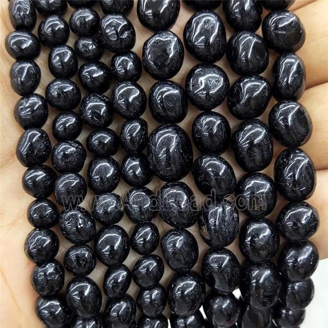 Natural Black Tourmaline Chips Beads Freeform Polished