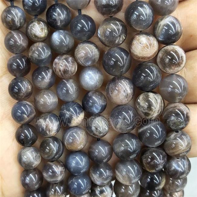 Natural Black Sunstone Beads A-Grade Smooth Round