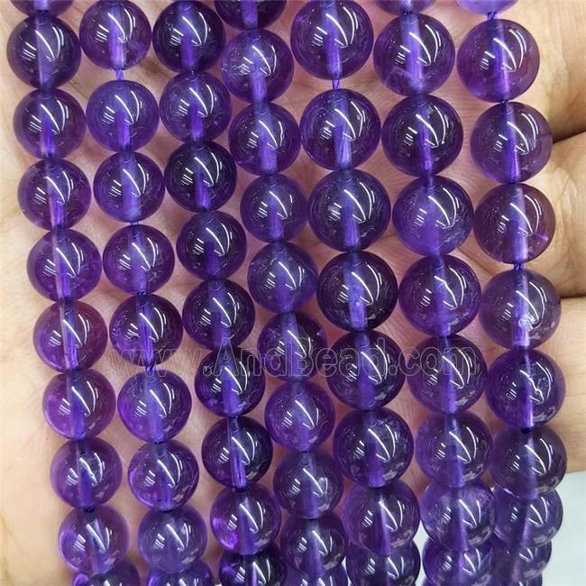 Natural Amethyst Beads Purple Smooth Round AA-Grade