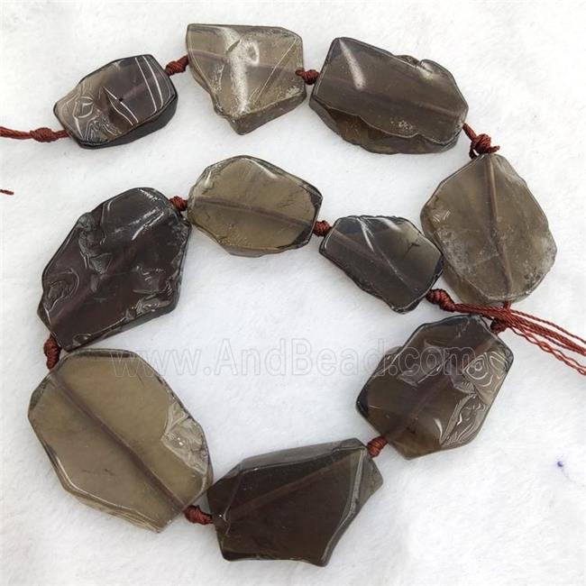 Smoky Quartz Slice Beads Slab Freeform