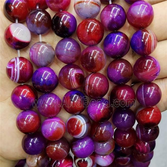 Natural Agate Beads Red Purple Dye Smooth Round