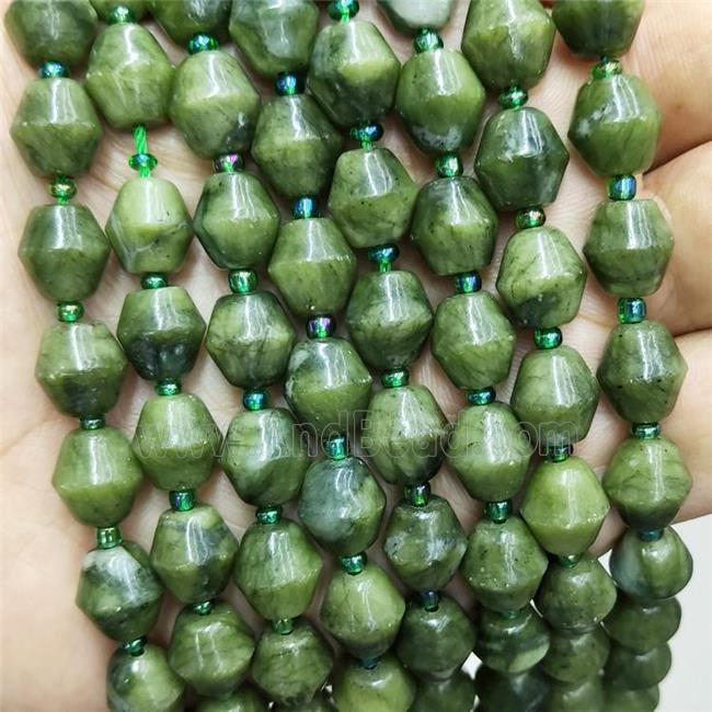 Green Taiwan Jadeite Beads Bicone Nephrite