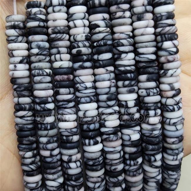 Black Silk Jasper Heishi Beads Matte