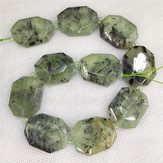 Natural Green Prehnite Slice Beads