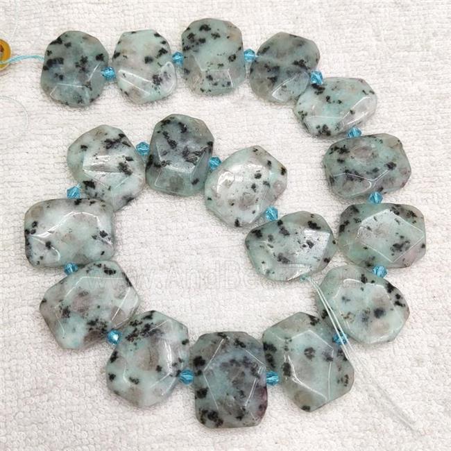 Natural Kiwi Jasper Beads Faceted Rectangle
