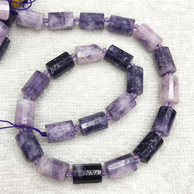 Natural Lepidolite Column Beads Purple