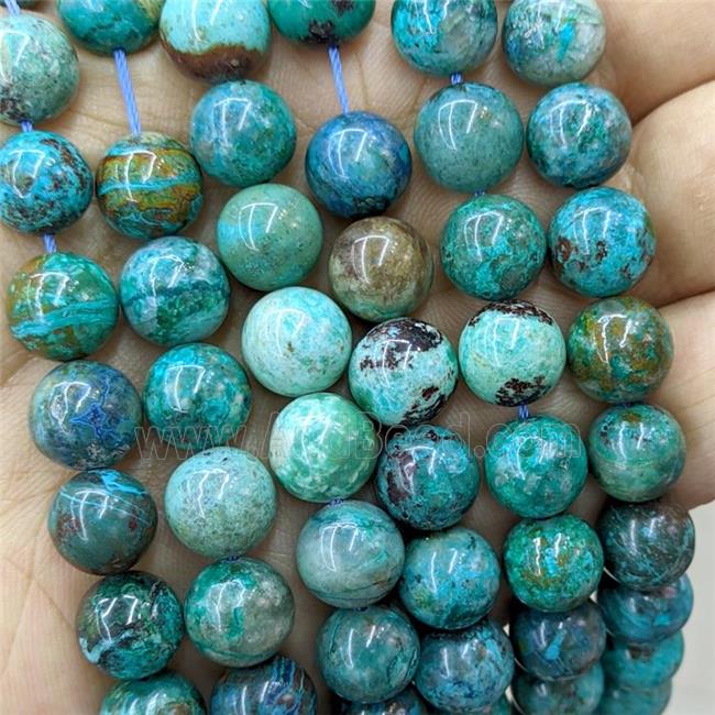 Natural Blue Azurite Beads Smooth Round