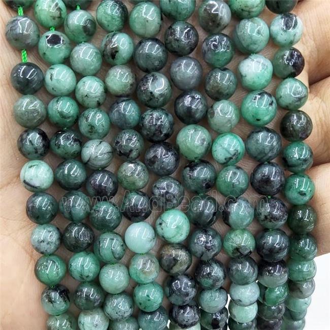 Natural Emerald Beads Green Smooth Round