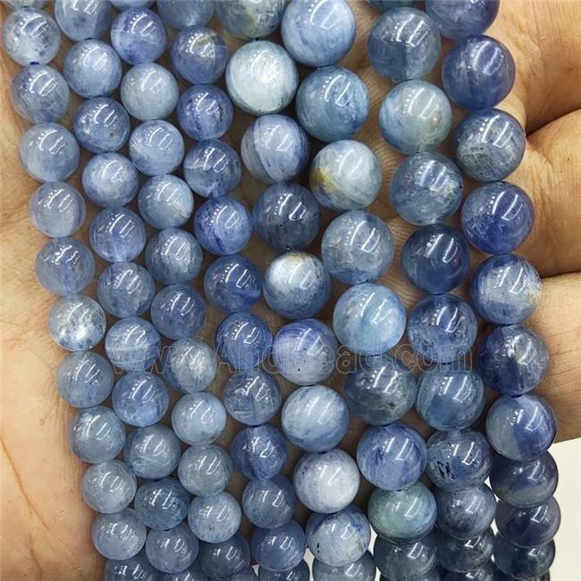 Natural Kyanite Beads BLue Smooth Round