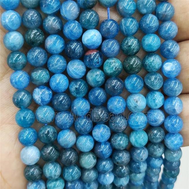 Natural Blue Apatite Beads Smooth Round
