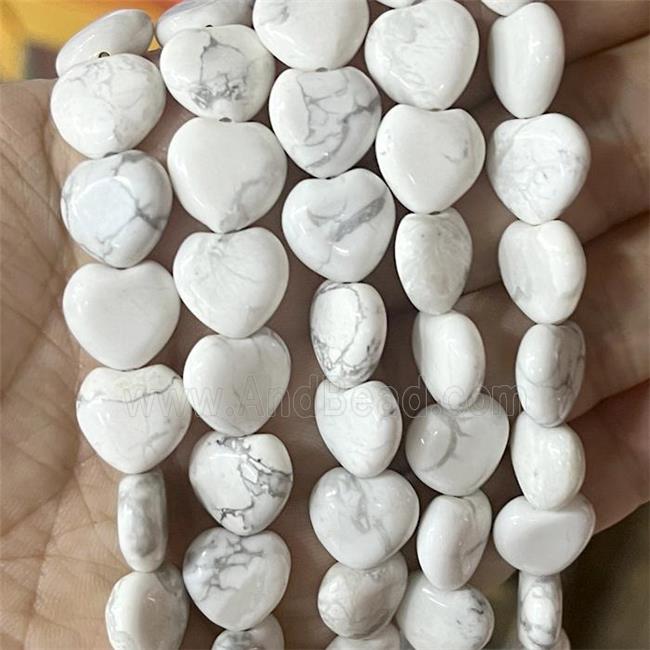 White Howlite Turquoise Heart Beads