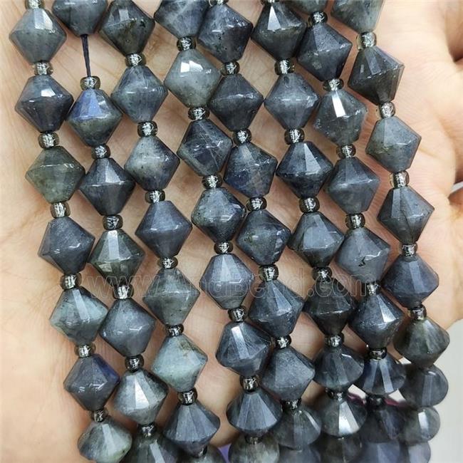 Natural Labradorite Beads Gray Bicone
