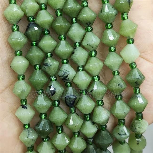 Canadian Chrysoprase Beads Green Treated Bicone